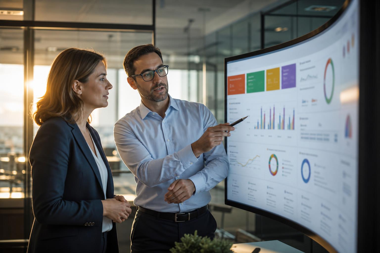 Semantic layer connecting multiple enterprise data sources to unified reporting dashboards for governed analytics.