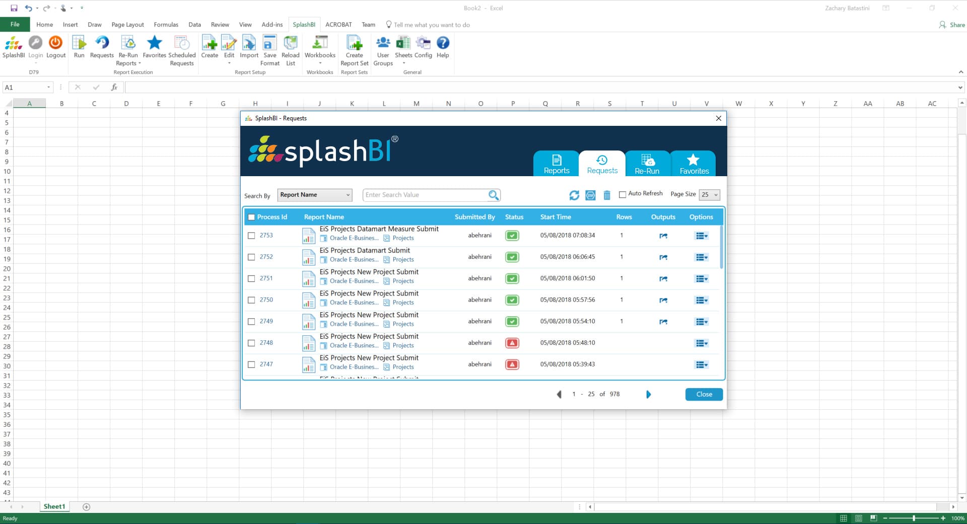 excel reporting SplashBI