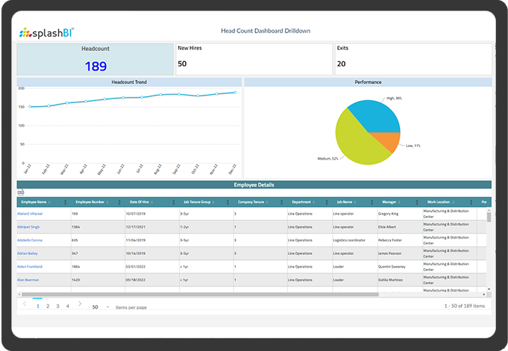 Head Count Dashboard Drilldown